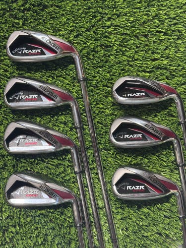 Right Handed Callaway RAZR Edge Irons Set 5-PW-SW Uniflex Steel Shafts