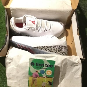 Michael Jordan ADG Size 7.5 White/Fire Red Golf Shoes With Spikes