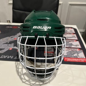 Green hockey helmet