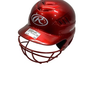 Used Rawlings RED HELMET W MASK Batting Helmet w/Mask Red S/M 11347-S000261023