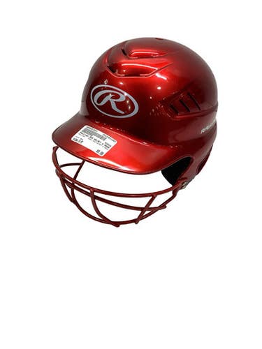 Used Rawlings RED HELMET W MASK Batting Helmet w/Mask Red S/M 11347-S000261023