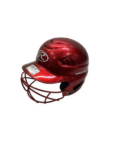 Used Rawlings RCFH 6 1/2 - 7 1/2 Batting Helmet w/Mask Red S/M 11347-S000261032