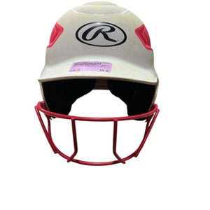 Used Rawlings BATTING HELMET Batting Helmet w/Mask White One Size 10743-S000472367
