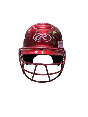 Used Rawlings BATTING HELMET Batting Helmet w/Mask Red One Size 10743-C000467286