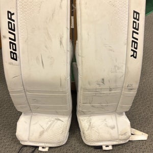 28" + 1" Bauer GSX (Used) White Junior Goalie Leg Pads ice hockey goal