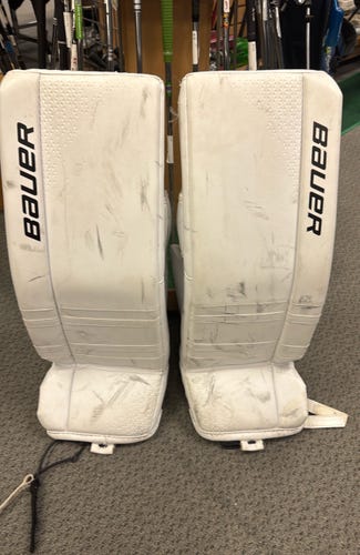 28" + 1" Bauer GSX (Used) White Junior Goalie Leg Pads ice hockey goal
