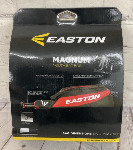 Easton Youth MAGNUM 500D Polyester Baseball Bat Bag Black White 31" x 7" x 9"