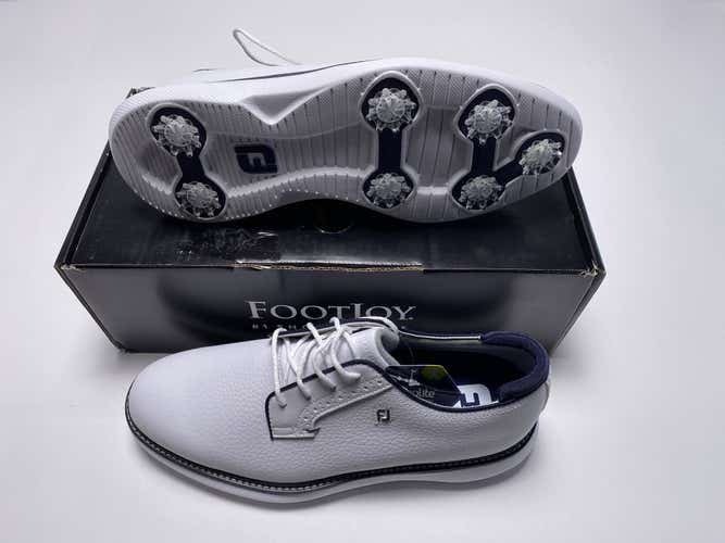 FootJoy FJ Traditions Blucher Golf Shoes White  Navy Men's SZ 9 (57938)