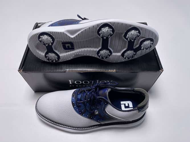 FootJoy FJ Traditions Saddle Camo Golf Shoes White Navy Men's SZ 9.5 (57945)