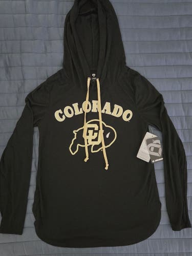 Colorado Buffaloes Women’s Long Sleeve Hooded Shirt Colosseum Black Size S NWT