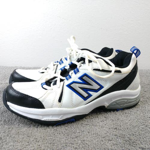 New Balance 608 Mens Size 9 Walking Shoes White Blue Sneakers Low Top Leather