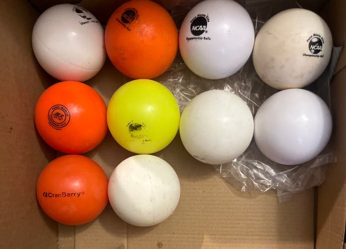 10 Pack of Field Hockey balls(9 Penn, 1 CranBary)