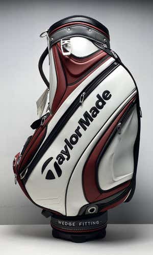 Taylormade Milled Grind Staff Bag White/Red 6-Way Divide Single Strap Golf Bag