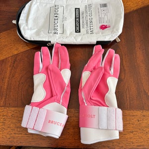 Bruce Bolt - Long Cuff - Small Pink and White - Creator Series Batting Gloves (New)