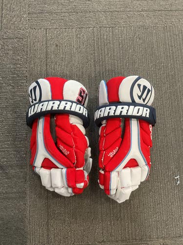 Used Warrior EVO Lacrosse Gloves Mens White/Red/Navy 12" 11614-S000227267