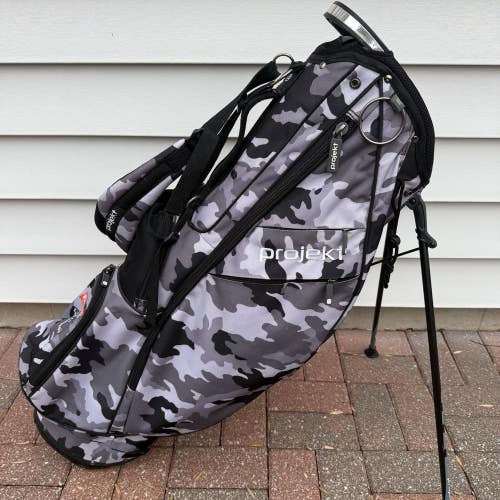 Projekt Budweiser Folds of Honor Golf Stand Carry Bag Gray Black Camo 6 Way