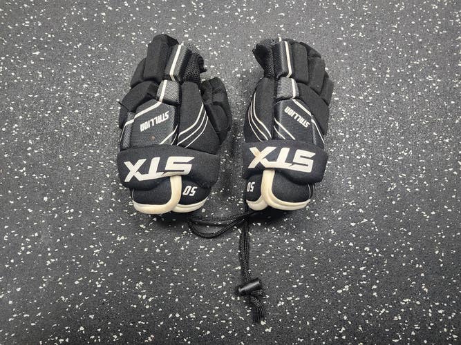 Used STX STALLION 50 Lacrosse Gloves Junior Black XS 11849-S000034578