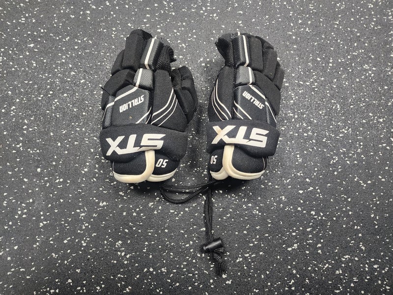 Used STX STALLION 50 Lacrosse Gloves Junior Black XS 11849-S000034578