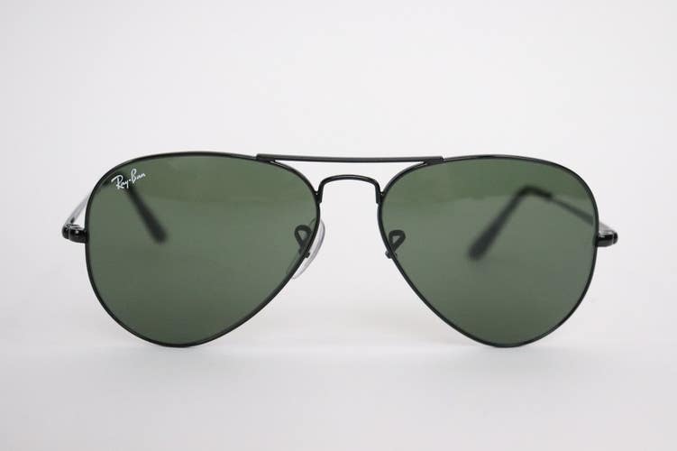 Ray-Ban Sunglasses RB3689 AVIATOR METAL II 9148/31 Black Frame Green Lens READ