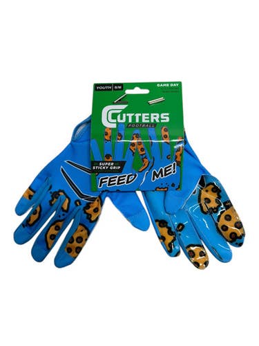 Used Cutters GAME DAY FEED ME FB Gloves Carolina Blue S/M 11835-S000201914