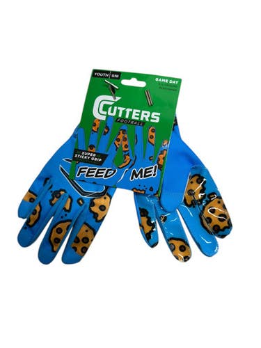 Used Cutters GAME DAY FEED ME FB Gloves Carolina Blue S/M 11835-S000201915