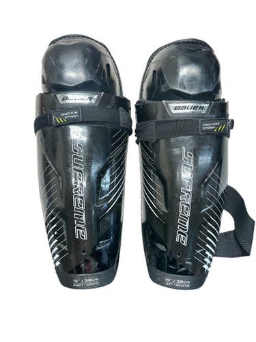 Used Bauer SUPREME S190 Senior Shin Guards Black 15" 11835-S000201980