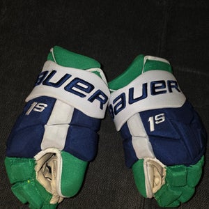 Bauer Supreme 1S Game Used Whalers Gloves 14" (Carolina Hurricanes)
