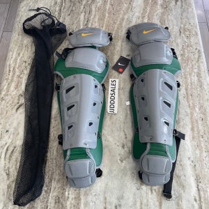 Nike Vapor Pro Catchers Leg Guards Baseball Adult Size 16” Gray Green Yellow CT9041-095
