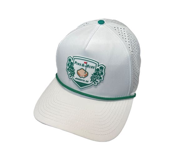 NEW 2025 Pins & Aces Augusta White Rope Snapback Golf Hat/Cap