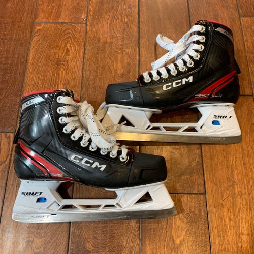 CCM EFLEX 6.5 Goalie Skates Size 7 Regular with True Shift Attack Holders & Steel *Read Description*