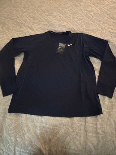 Nike Pro Dri Fit Long Sleeve Base Layer Shirt Adult XL Navy New with Tags