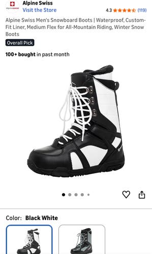Alpine Swiss Snowboard Boot Size M 9.0 (W 10.0)