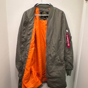 Alpha Industries L2B Long Bomber Jacket Medium Sage Green Streetwear New