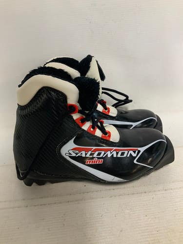 Used Salomon MINI Boys SNS XC Ski Boots Black JR-03 11823-S000036509