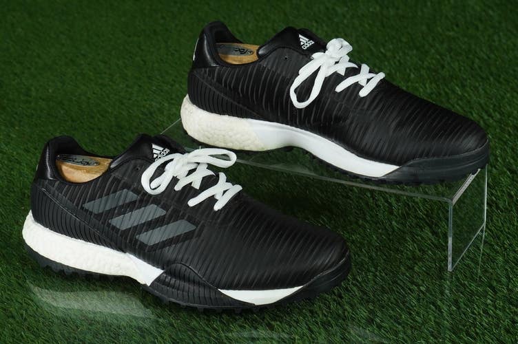 ADIDAS CODECHAOS GOLF SHOES MENS 9 SPIKELESS, BLACK / WHITE ~ EE9111