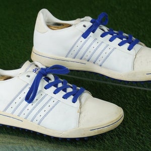 ADIDAS ADICROSS II GOLF SHOES MENS 9.5 SPIKELESS, WHITE / BLUE ~ 816456