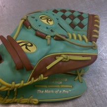 Used Rawlings HEART OF THE HIDE RH Throw Fastpitch Gloves Teal 11 3/4" 11339-S000197348