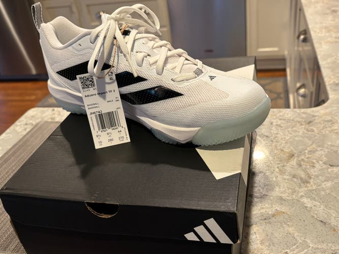 White Men's Size M 10.0 (W 11.0) Adidas Adizero Low Top Turf Cleats (New)