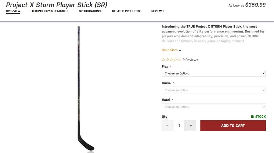 Senior True Project X Right Hand Hockey Stick 75 Flex (New)