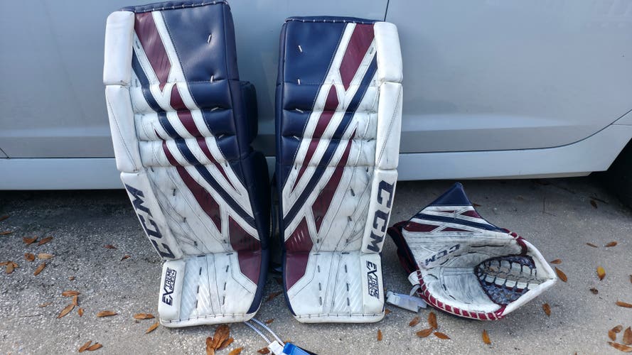 Used 33" CCM Extreme Flex 4 Goalie Leg Pads and Glove