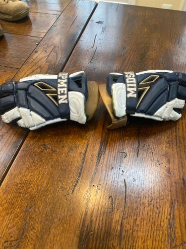 Navy Lacrosse Maverik Max Lacrosse Gloves 13" (Used)