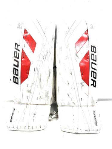 Used Bauer SUPREME ONE.9 Goalie Leg Pads Senior White 33" 11860-S000301439
