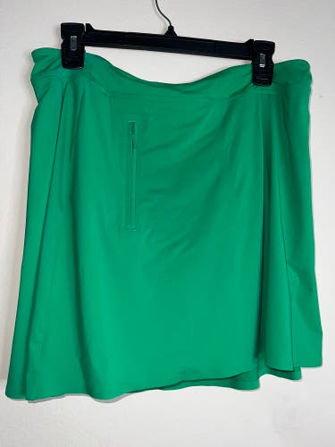 GFORE Women's Silky Tech Nylon A-Line Skort Size L Green 2 Zip Pocket NWT $145