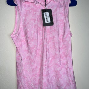 G/Fore Pink Skull Icon Camo Sleeveless Golf Polo Women's Medium NWT $115 NRCC Logo