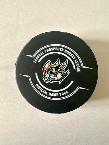 Danbury Hat Tricks Hockey 2024-25 Official Game Puck (FPHL) - Game Used