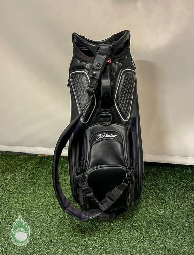 Used Titleist Tour Staff Golf Bag Black 6-way 9 Pockets No Rainhood