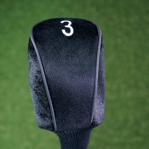 N ICE BLACK FAUX SUEDE 3 FAIRWAY WOOD GOLF SOCK HEADCOVER ~ L@@K!!