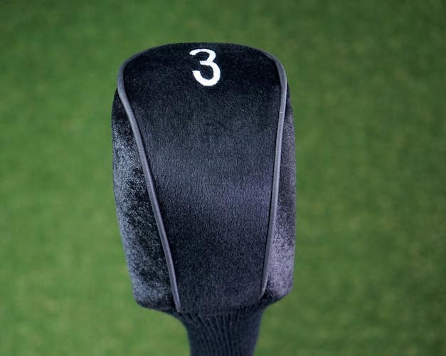 N ICE BLACK FAUX SUEDE 3 FAIRWAY WOOD GOLF SOCK HEADCOVER ~ L@@K!!