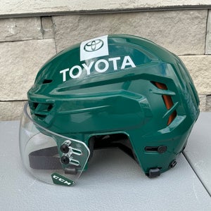 CCM Tacks 710 Pro Stock Hockey Helmet Visor Combo Green Small WILD 5388