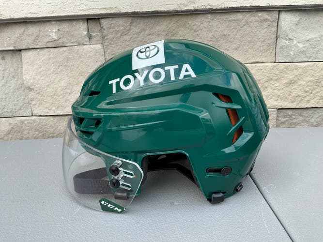 CCM Tacks 710 Pro Stock Hockey Helmet Visor Combo Green Small WILD 5388